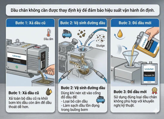 Hướng Dẫn Bảo Trì Bơm Chân Không Vòng Dầu Đúng Cách