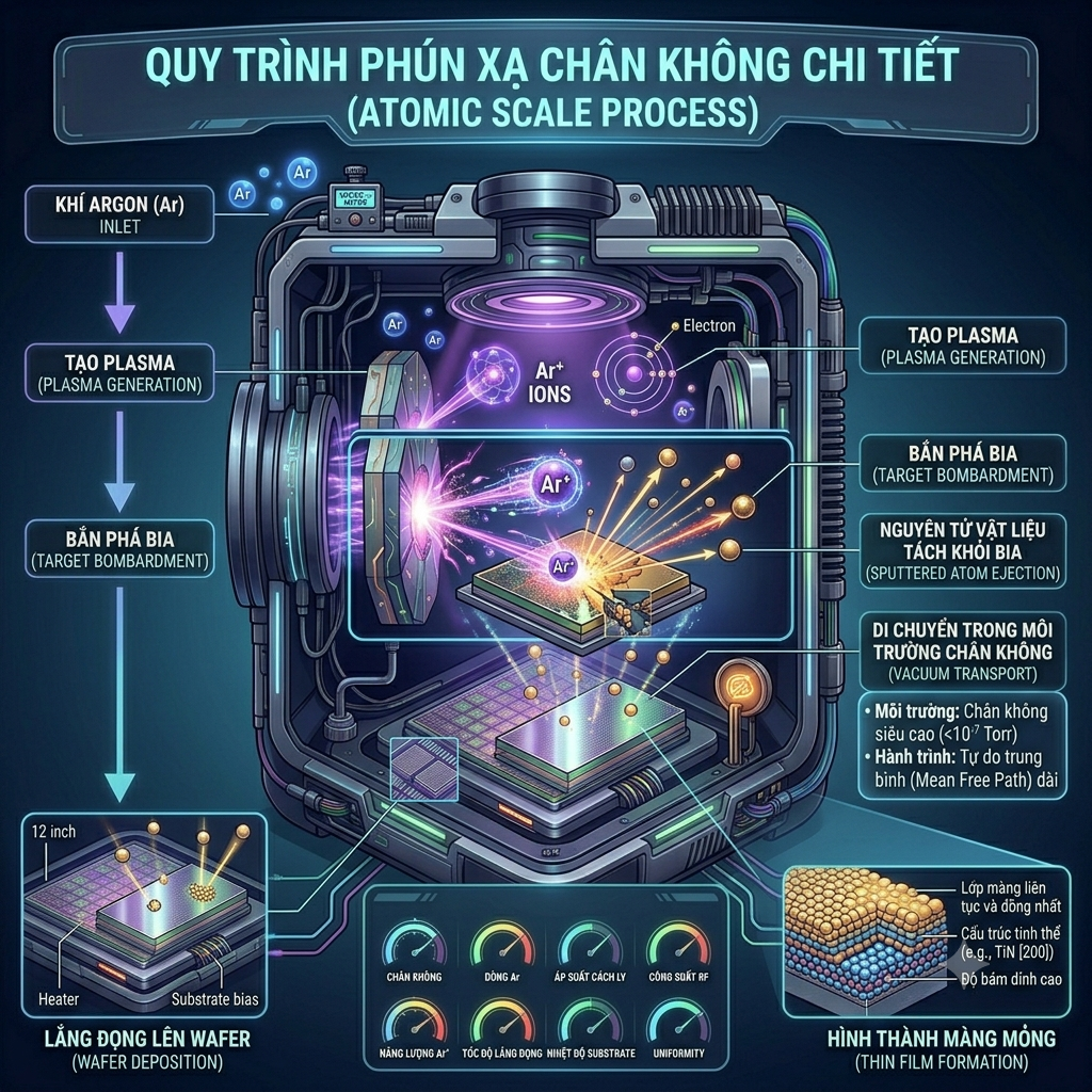 phún xạ chân không